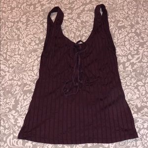 MAROON LACE UP TANK
